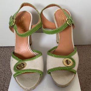 Coach Amandah Ivory / Green / Espadrille Heel 38.5